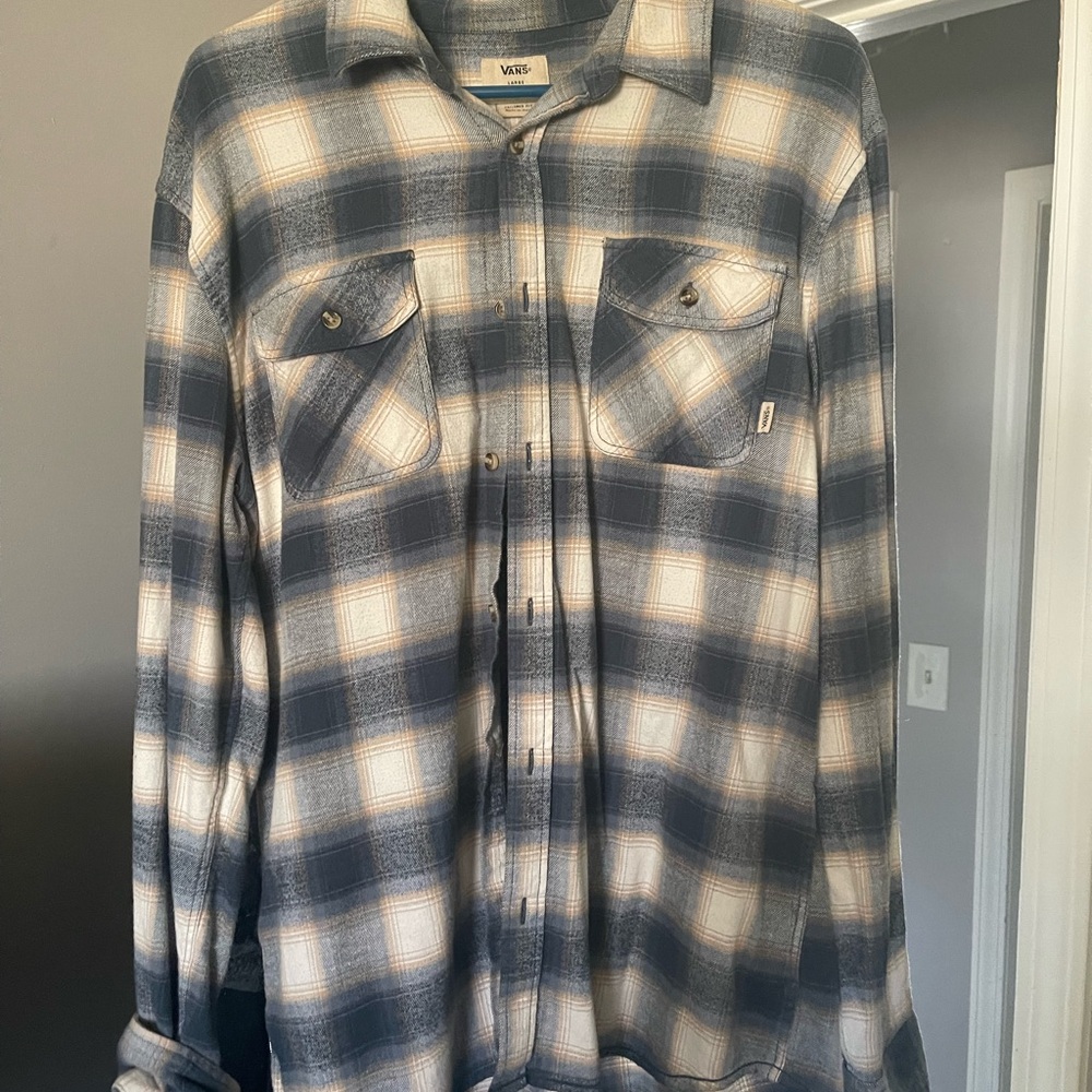 Vans Blue and Cream Plaid Shirt